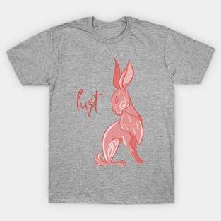 Seven Deadly Rabbits Series - Lust (text) T-Shirt